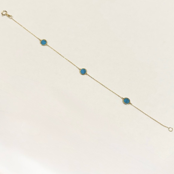 NEW Solid 10K Gold Turquoise Design Bracelet - Picture 2 of 3